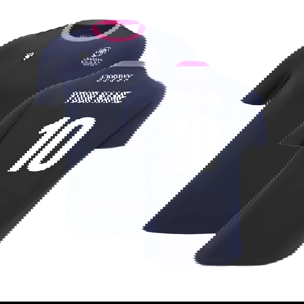 2024-2025 Cardiff Blues Rugby Ath Cotton Tee (Navy) (Your Name)