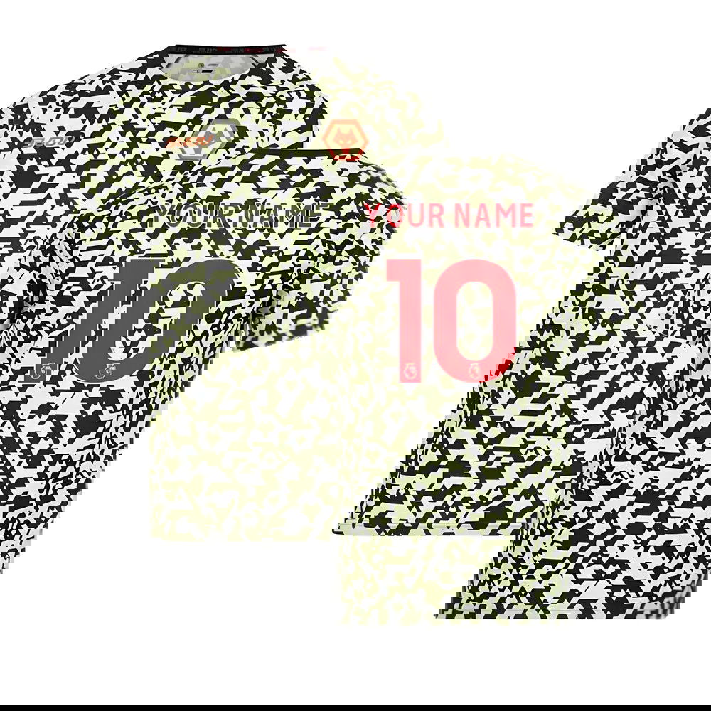 2024-2025 Wolves Pre Match T-Shirt - Black/Lime (Your Name)