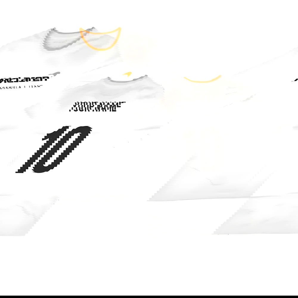 2025 McLaren F1 Mens Core Essentials T-Shirt - Bright White (Your Name)