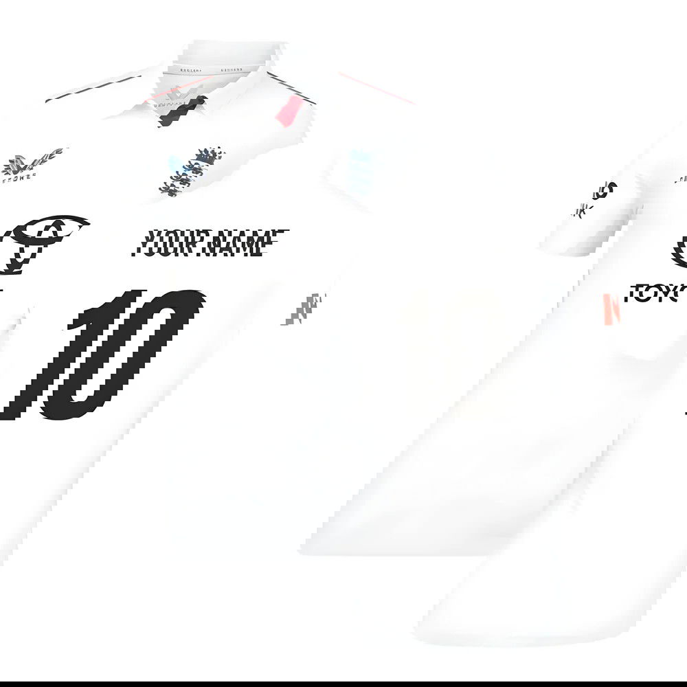 2025 England Cricket ECB Test Replica SS Shirt (White) - Womens (Your Name)