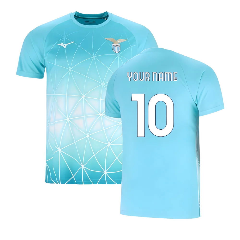 2025-2026 Lazio Pre Match Shirt (Azure Blue) (Your Name)