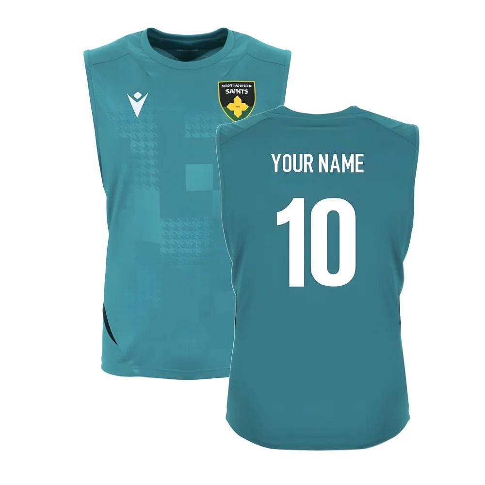 2025-2026 Northampton Saints Training Sleeveless Shirt (Green) (Your Name)