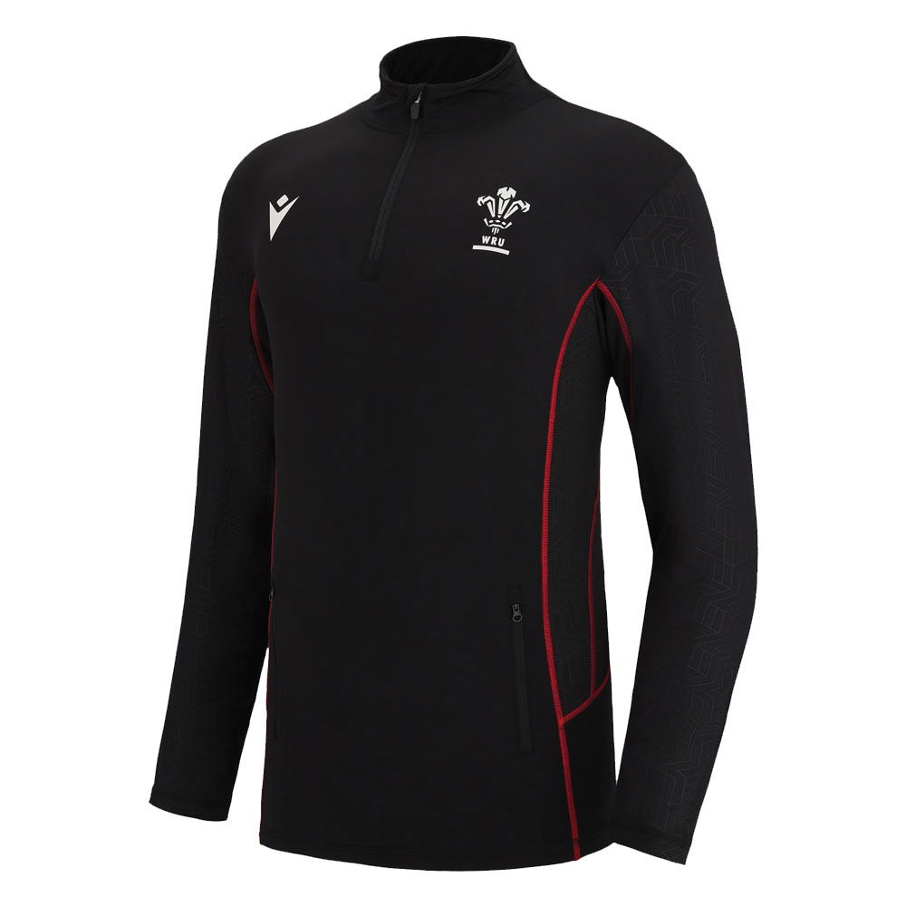 2022-2023 Wales Rugby Travel 1/4 Zip Softshell (Black)