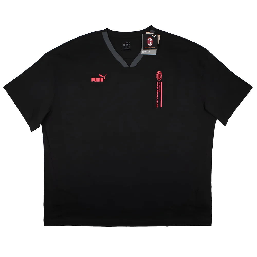 2023-2024 AC Milan FtblCulture Graphic V Neck Tee (Black)