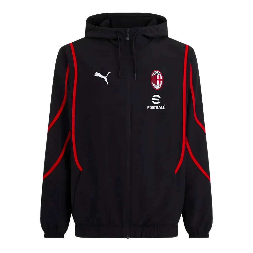 2024-2025 AC Milan Prematch Woven Jacket (Black) [77771604] - Uksoccershop
