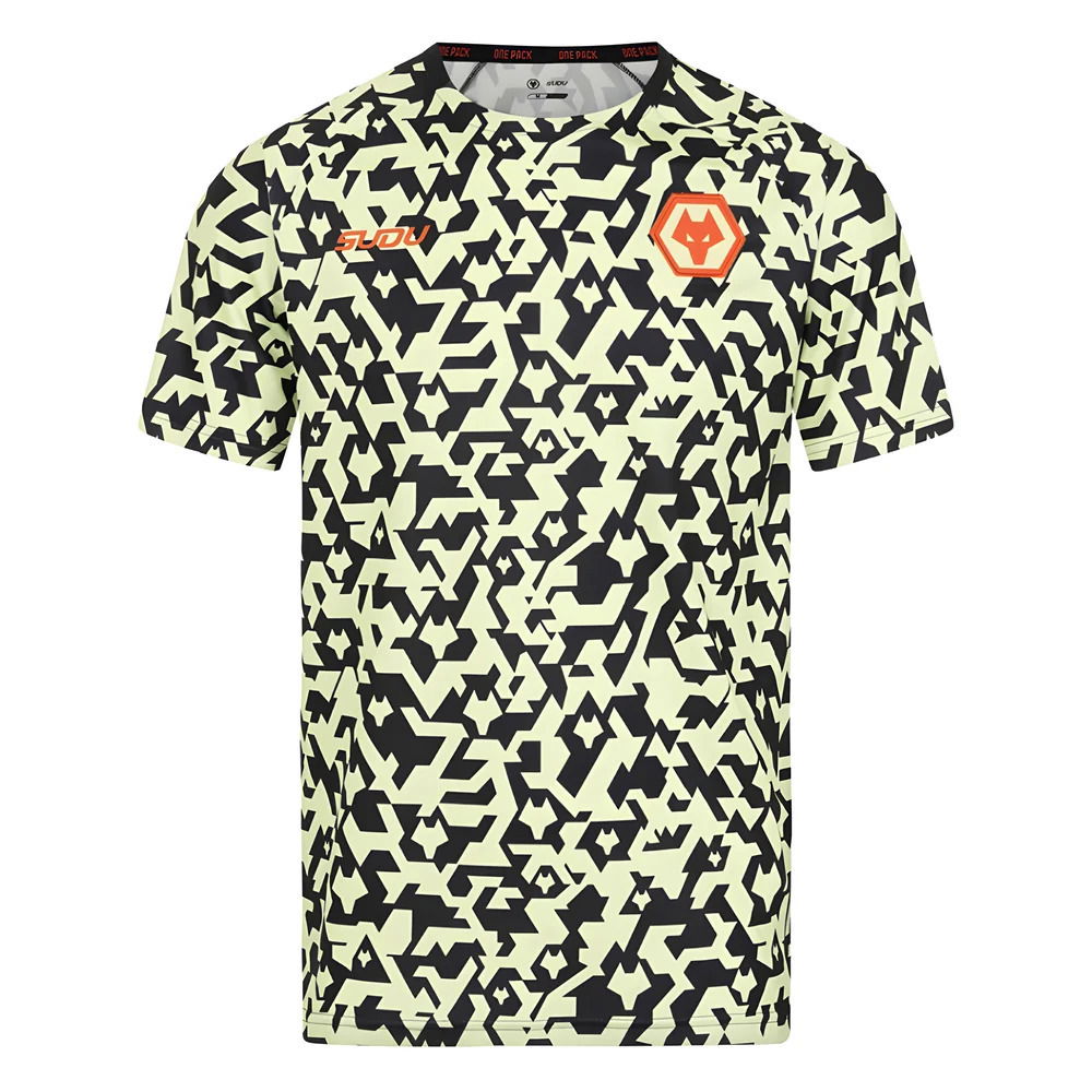 2024-2025 Wolves Pre Match T-Shirt - Black/Lime