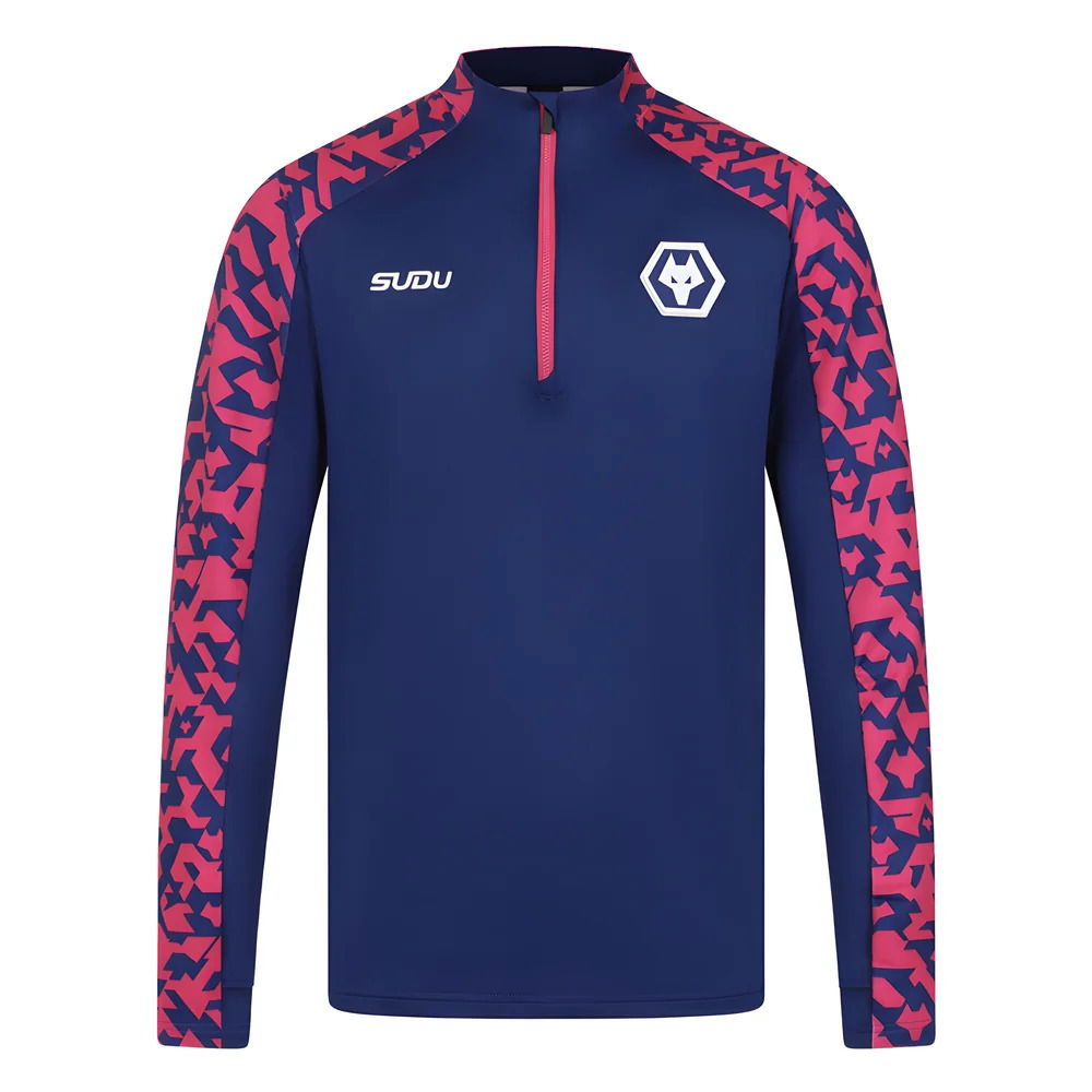 2024-2025 Wolves Pre Match 1/4 Zip Top (Blue/Pink)