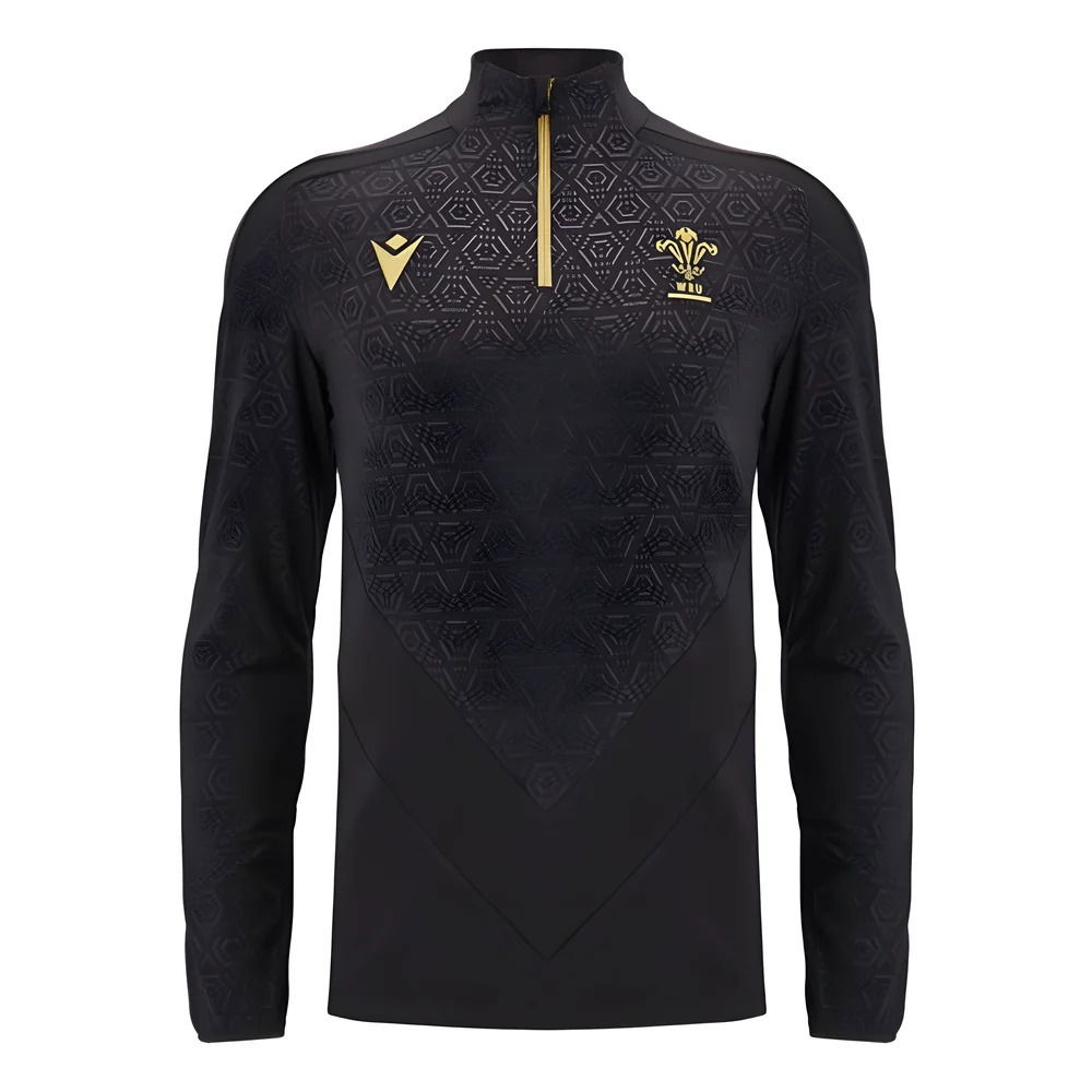 2024-2025 Wales Rugby Training 1/4 Zip Top (Black)