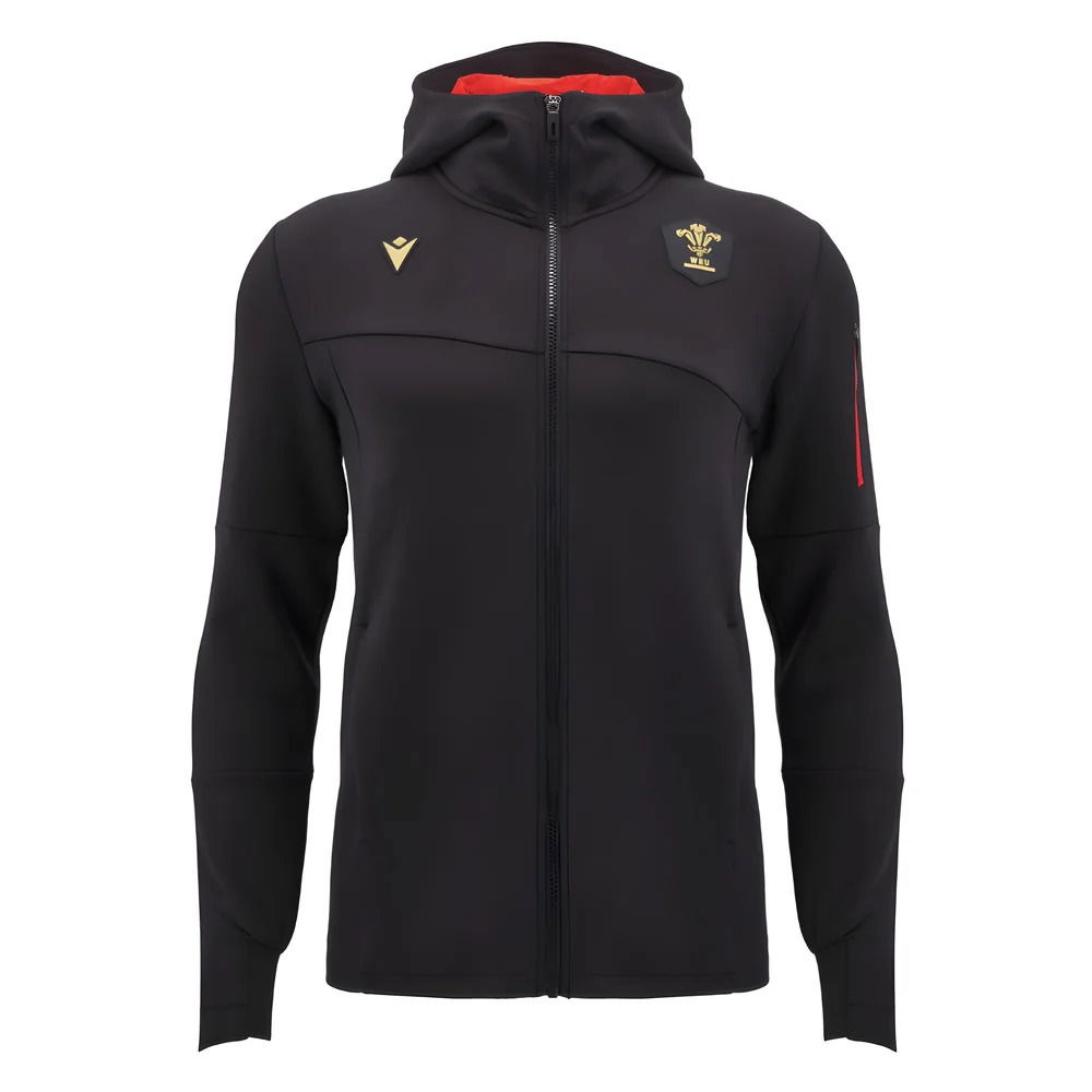 2024-2025 Wales WRU Rugby Ath Full Zip Hoody (Black)