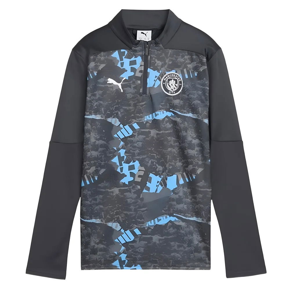 2024-2025 Man City Prematch 1/4 Zip Top (Strong Gray) - Kids