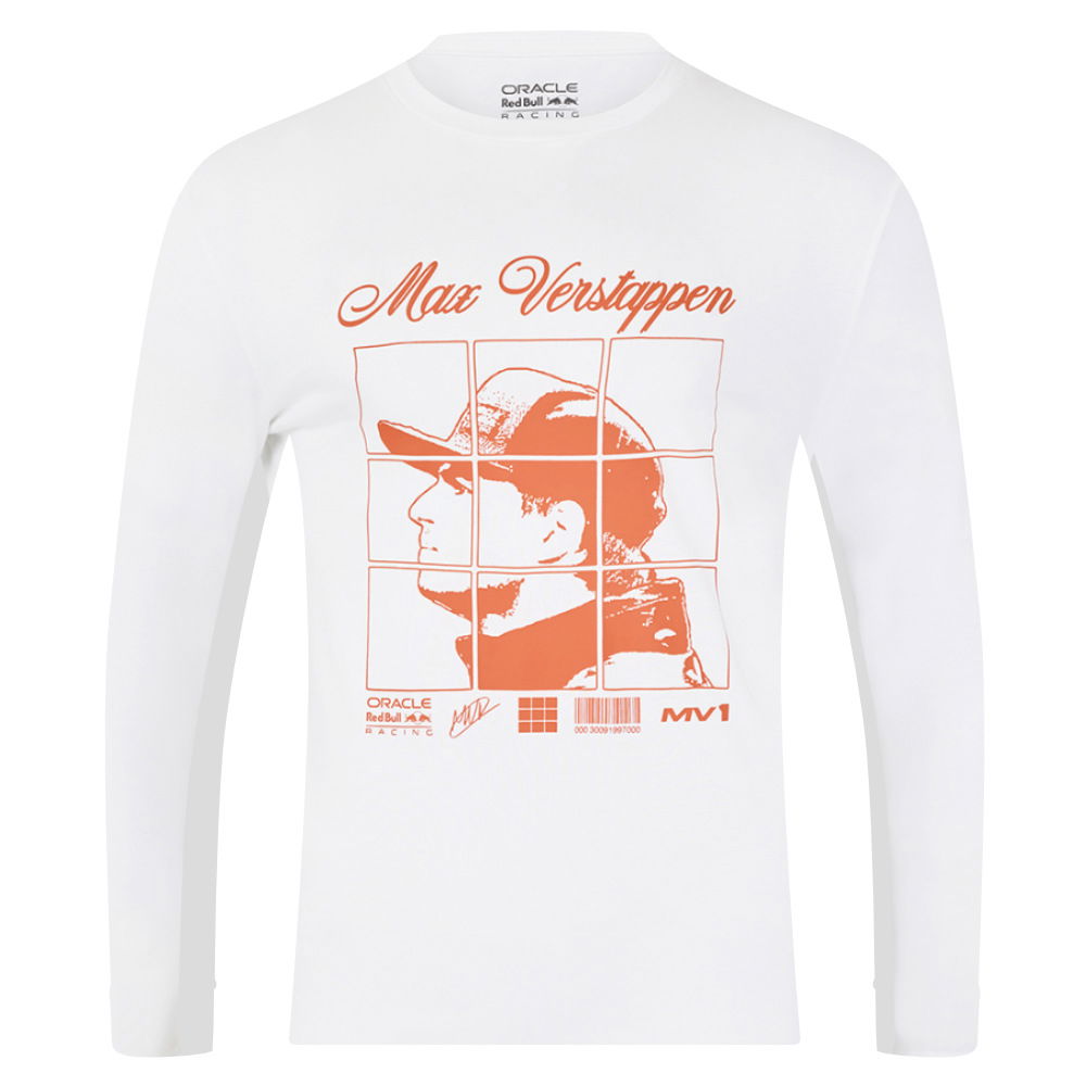 2025 Red Bull Racing Max Verstappen Puzzle L/S T-Shirt (White)