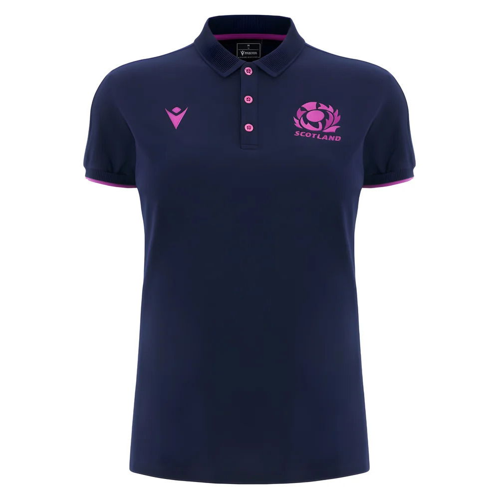 2025-2026 Scotland Rugby Travel Polo Shirt (Navy) - Womens