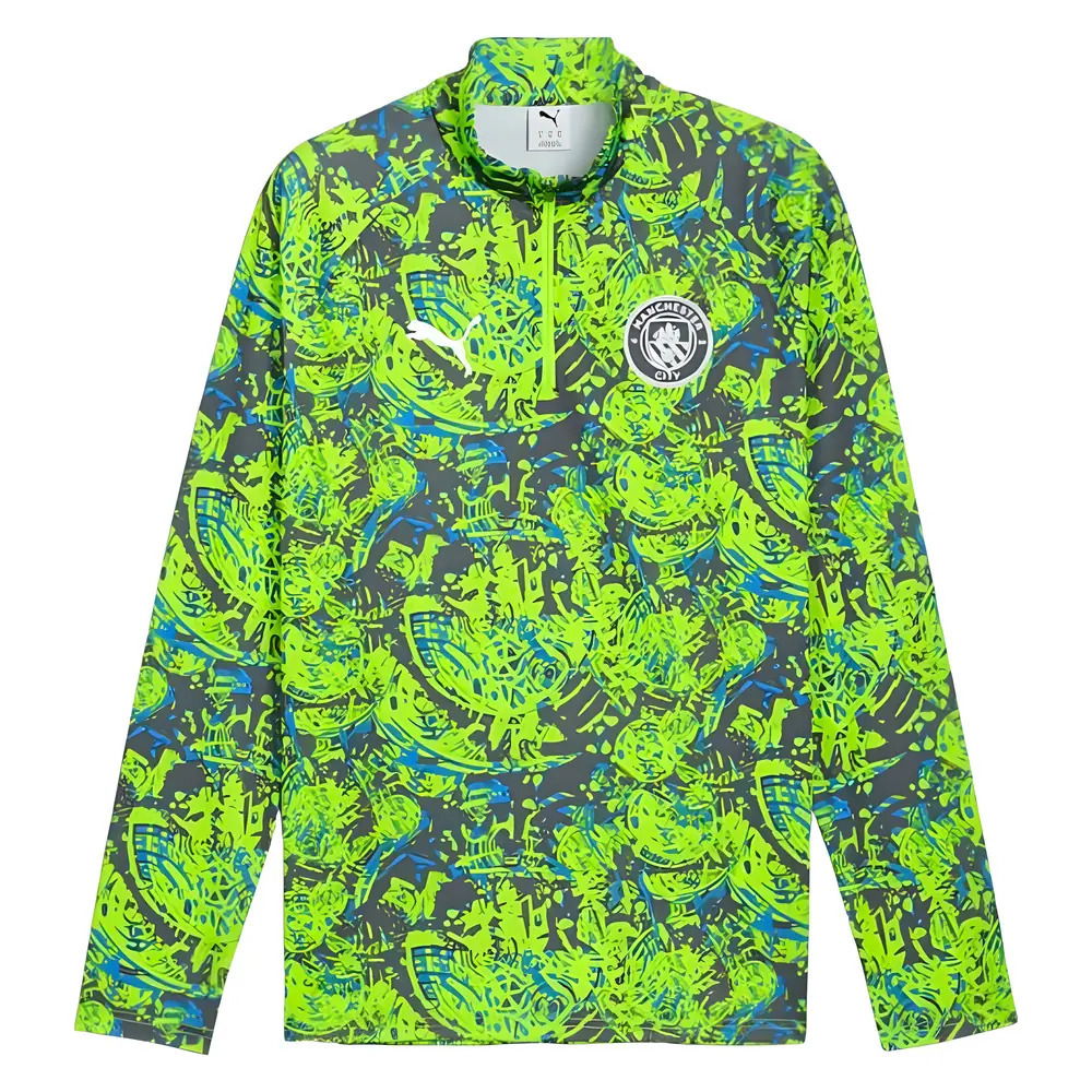 2025-2026 Man City Warm Up 1/4 Zip Top (Pro Green)