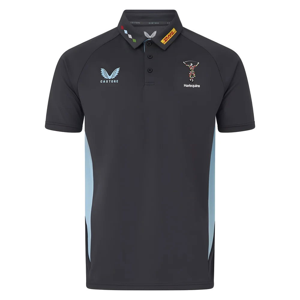 2025-2026 Harlequins Rugby Presentation Polo Shirt (Ebony)