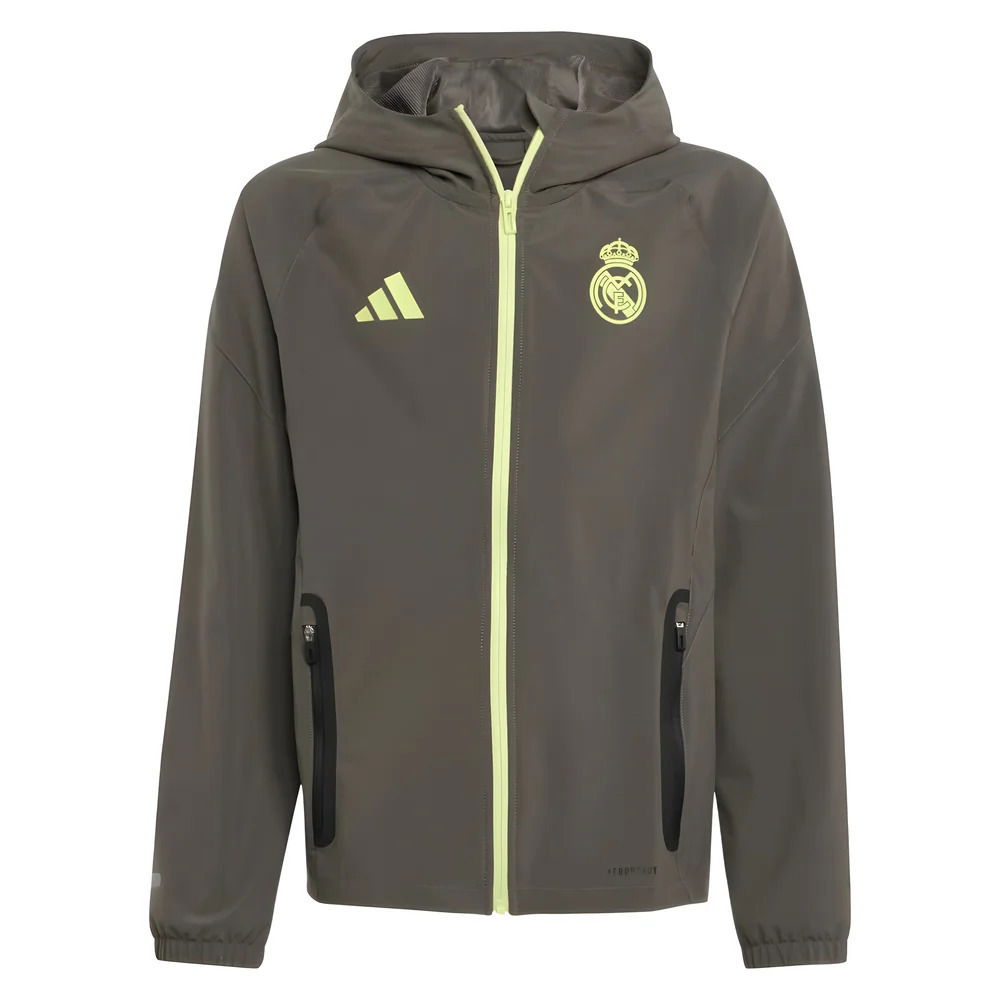 2025-2026 Real Madrid Vis Tech Travel Jacket (Almost Grey) - Kids