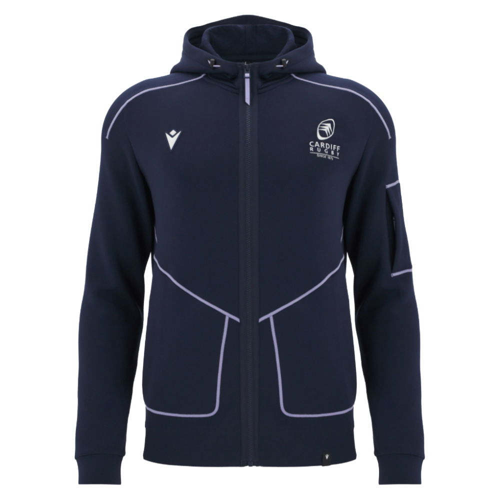 2025-2026 Cardiff Blues Warm Up Ath Full Zip Hoodie (Black)