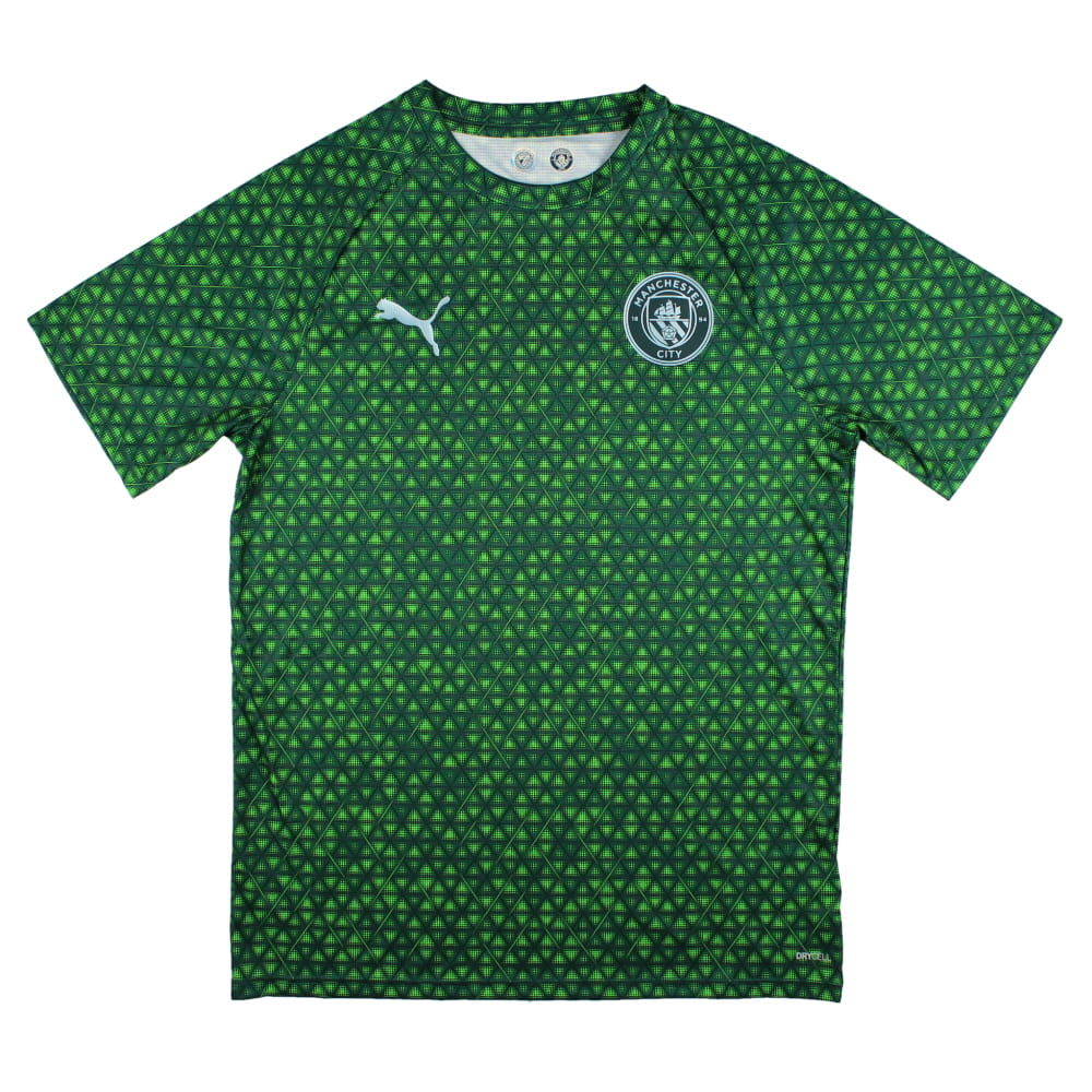 2025-2026 Man City Warm Up Jersey (Green Terrain) - Kids
