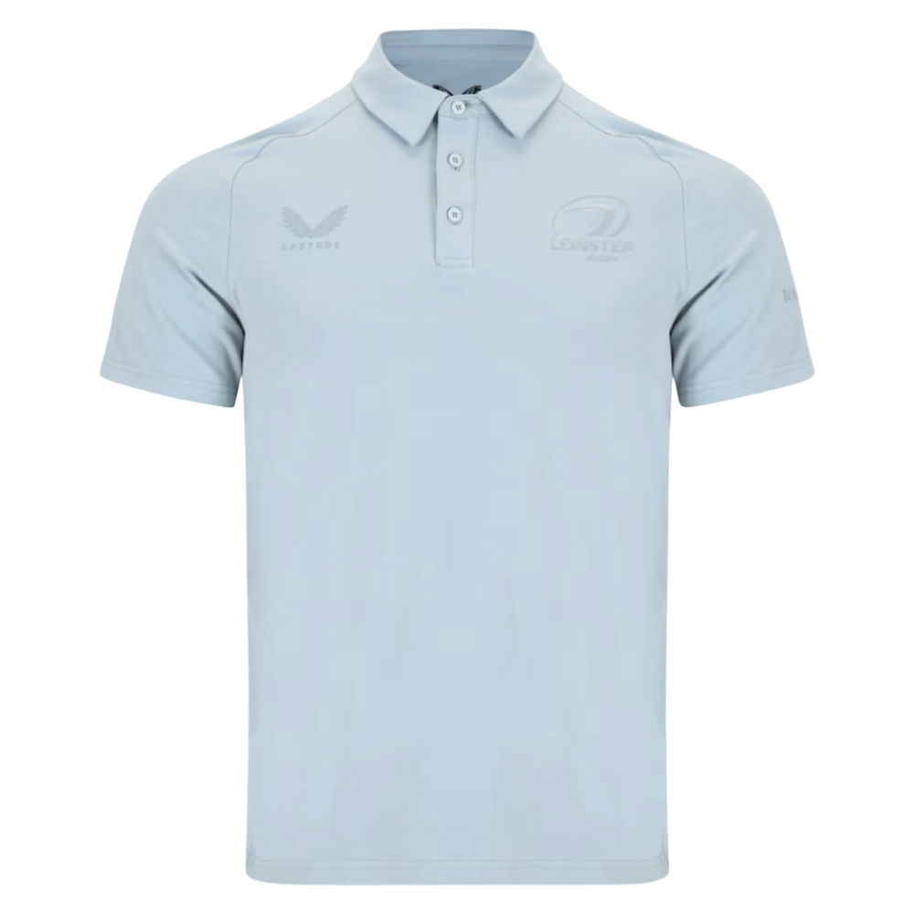 2025-2026 Leinster Rugby Short Sleeve Travel Polo Shirt (Grey Marl)