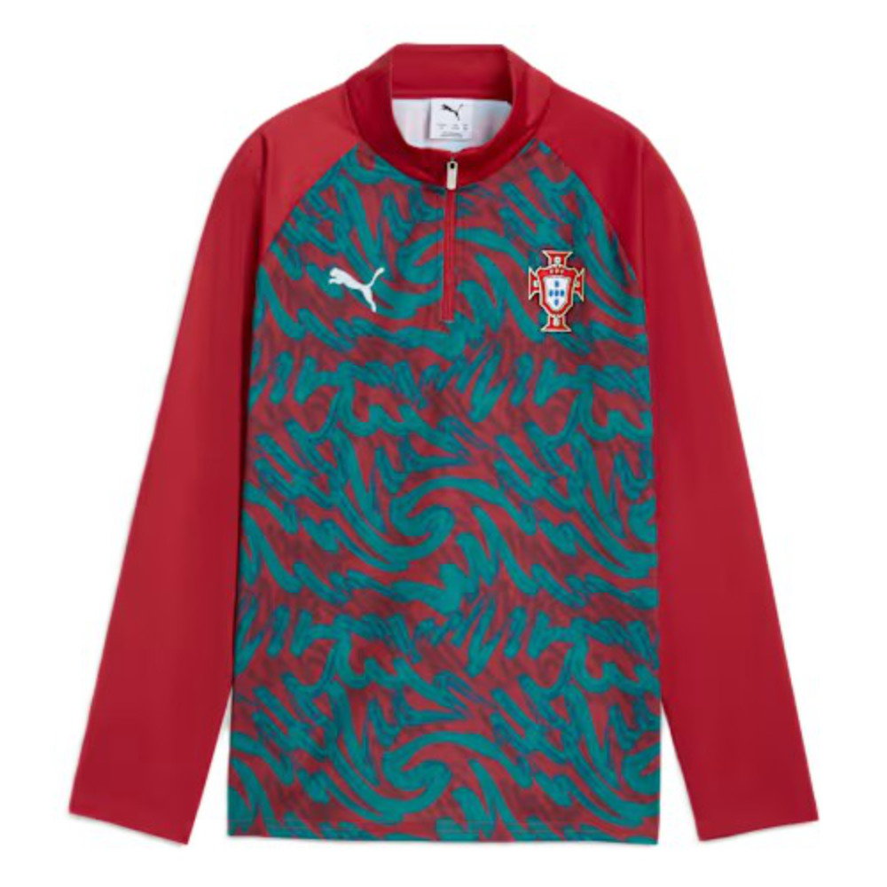 2026-2027 Portugal Warm Up 1/4 Zip Top (Red) - Kids