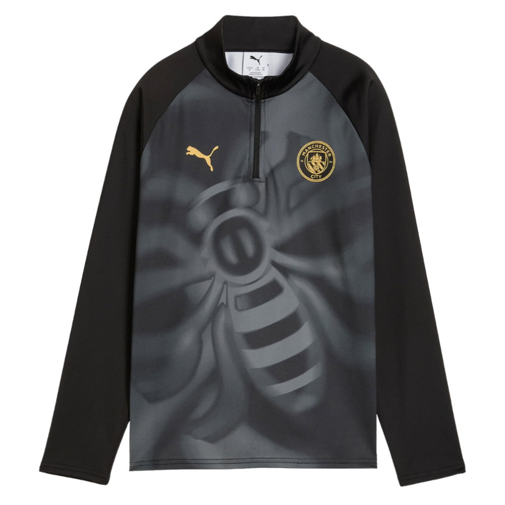 2026-2027 Man City Warm Up 1/4 Zip Top (Black) - Kids