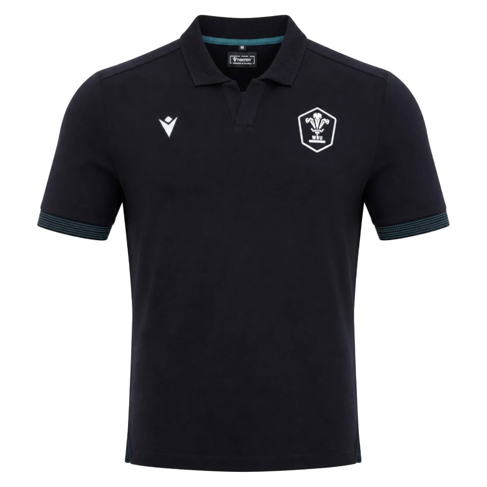 2026-2027 Wales WRU Rugby Travel Cotton Polo (Black) - Kids