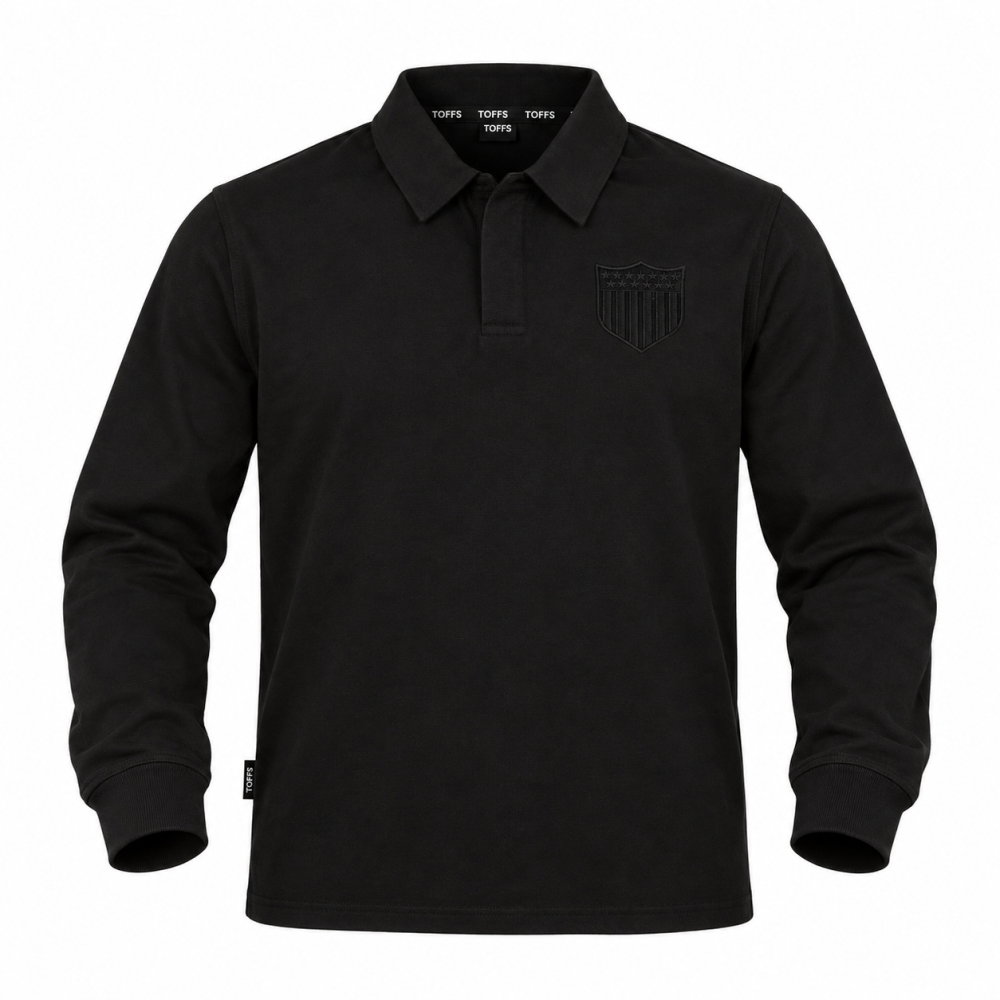 USA Blackout Badge Long Sleeve Vintage Rugby Shirt