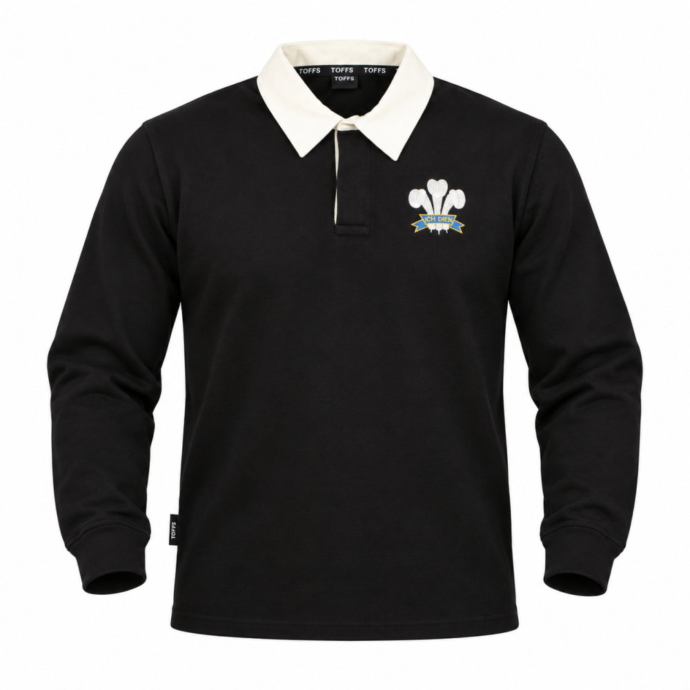 Wales 1881 Vintage Long Sleeve Rugby Shirt (Black Collar)