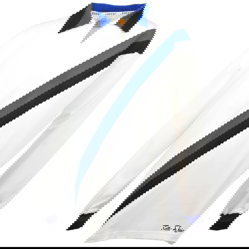 TOFFS Retro White Long Sleeve Shirt With Royal/Black Tape