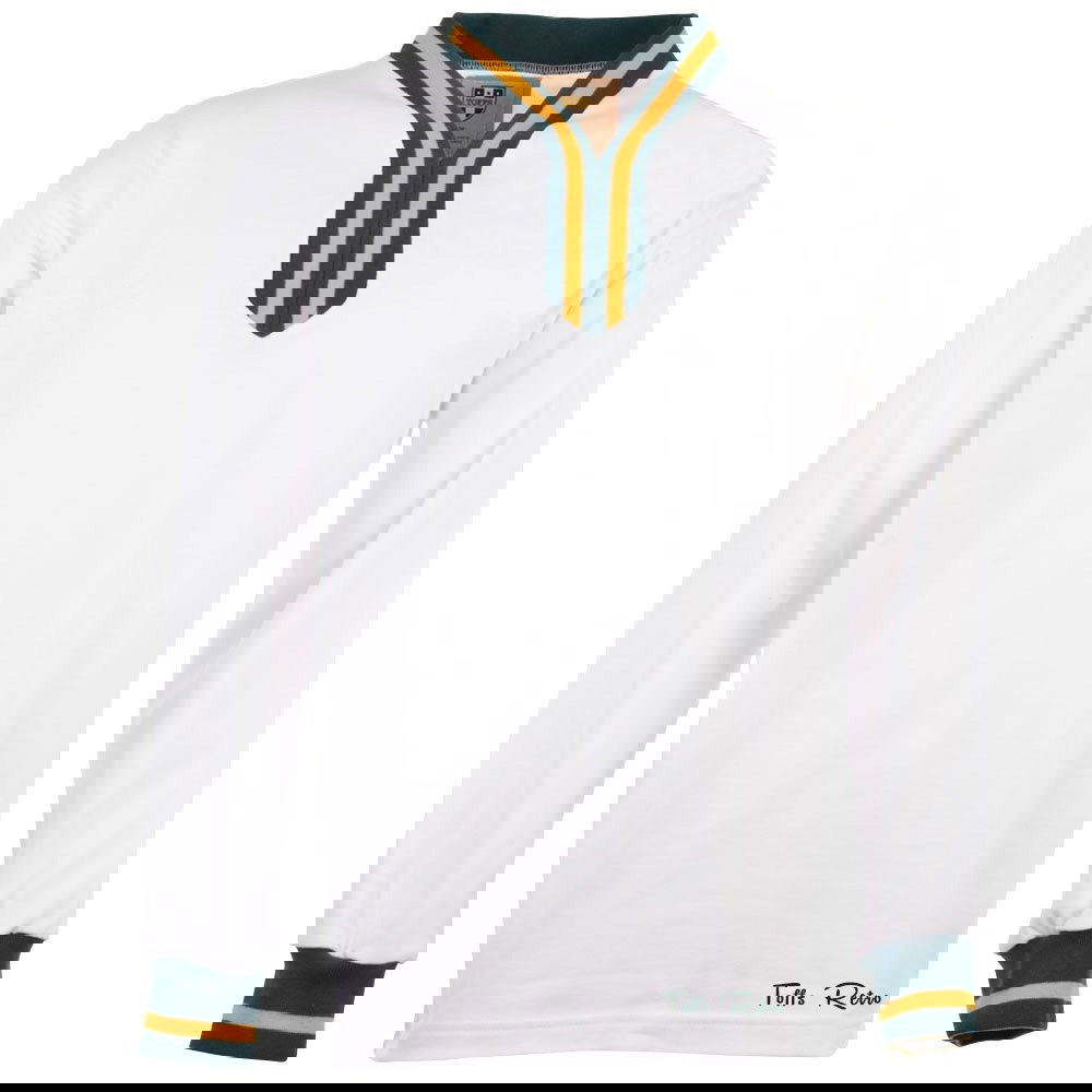 TOFFS Retro White Long Sleeve Shirt With Bottle Collar