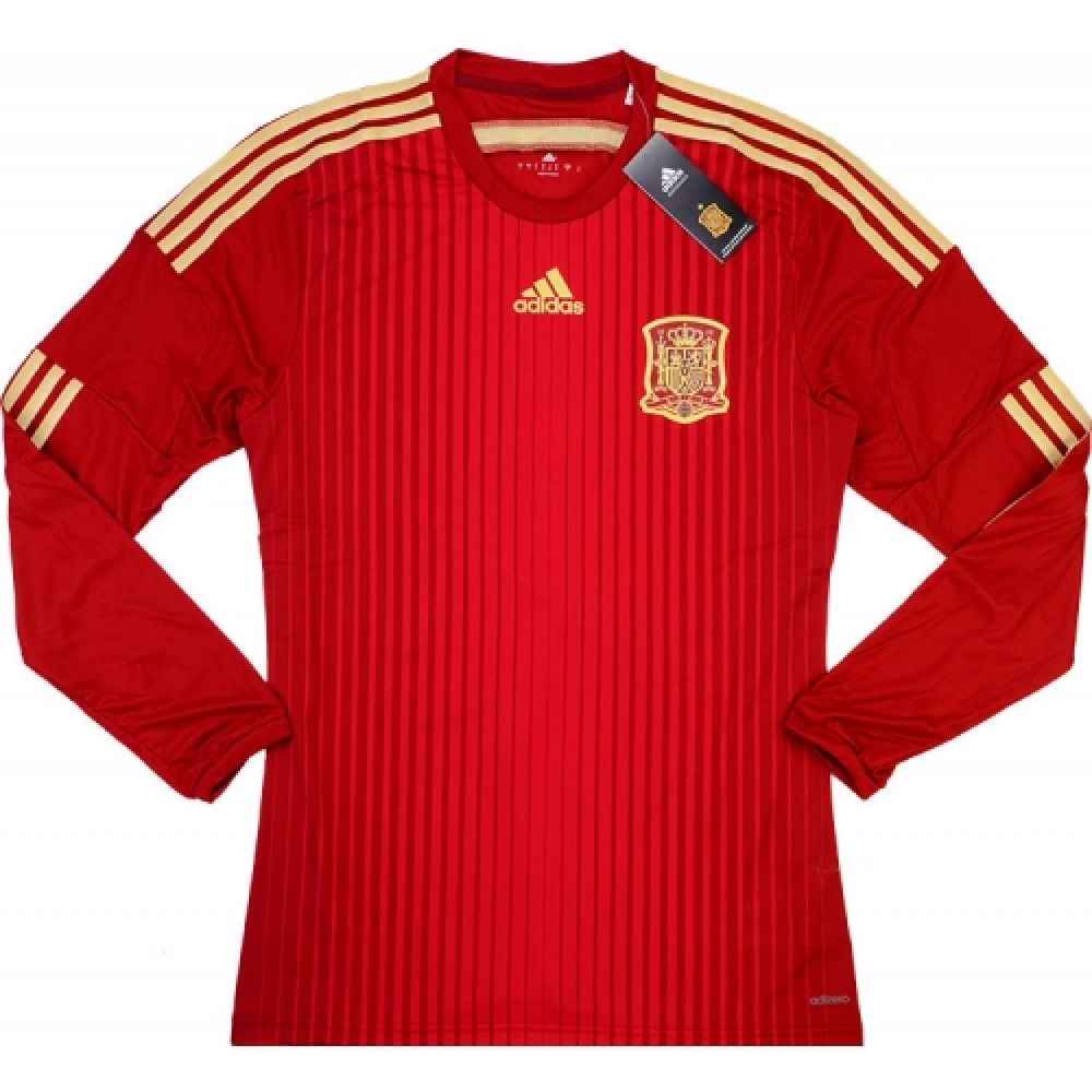 2014-15 Spain Adidas Home Authentic Long Sleeve Football