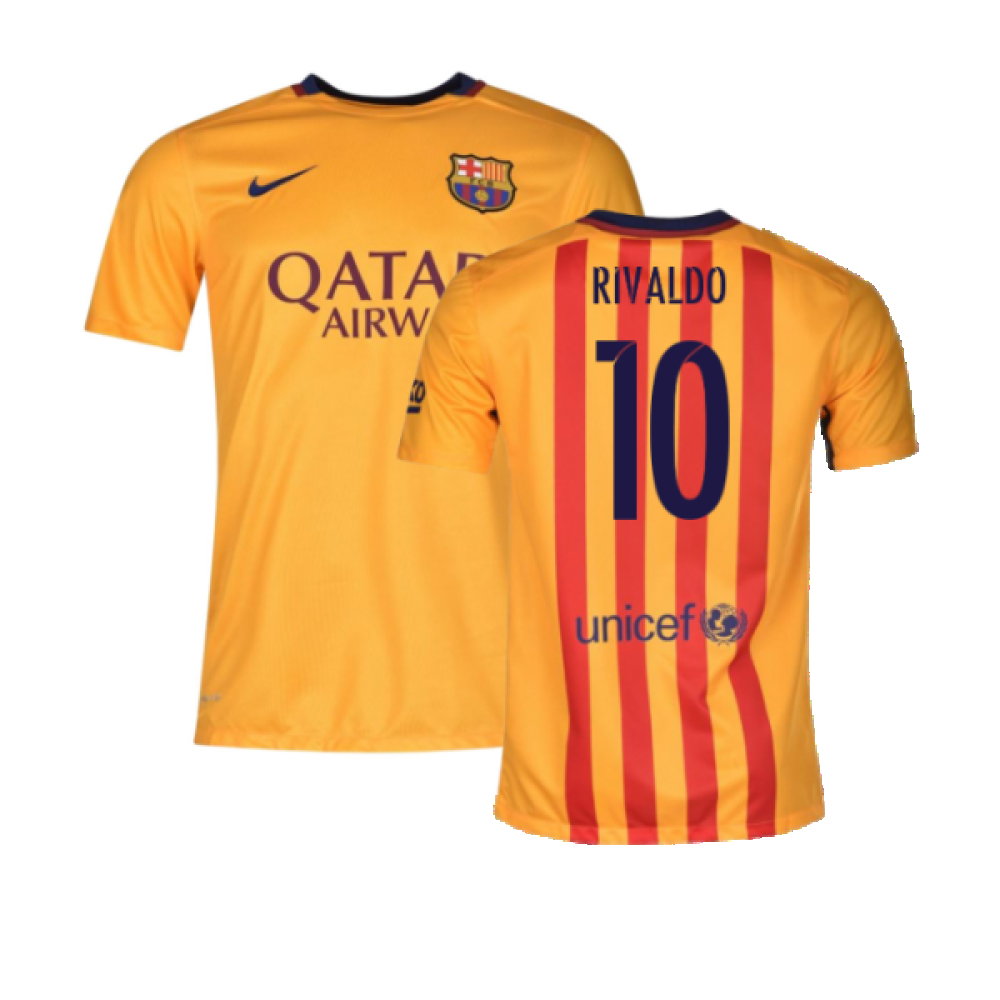 Barcelona 2015-16 Away Shirt (2XL) (Good) (Rivaldo 10)