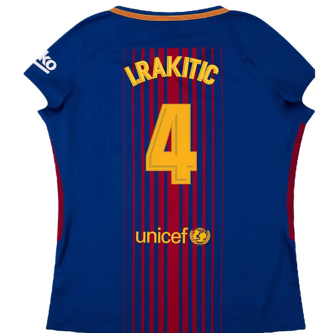 Barcelona 2017-18 Home Shirt (Womens) (XL) (Mint) (I.Rakitic 4)