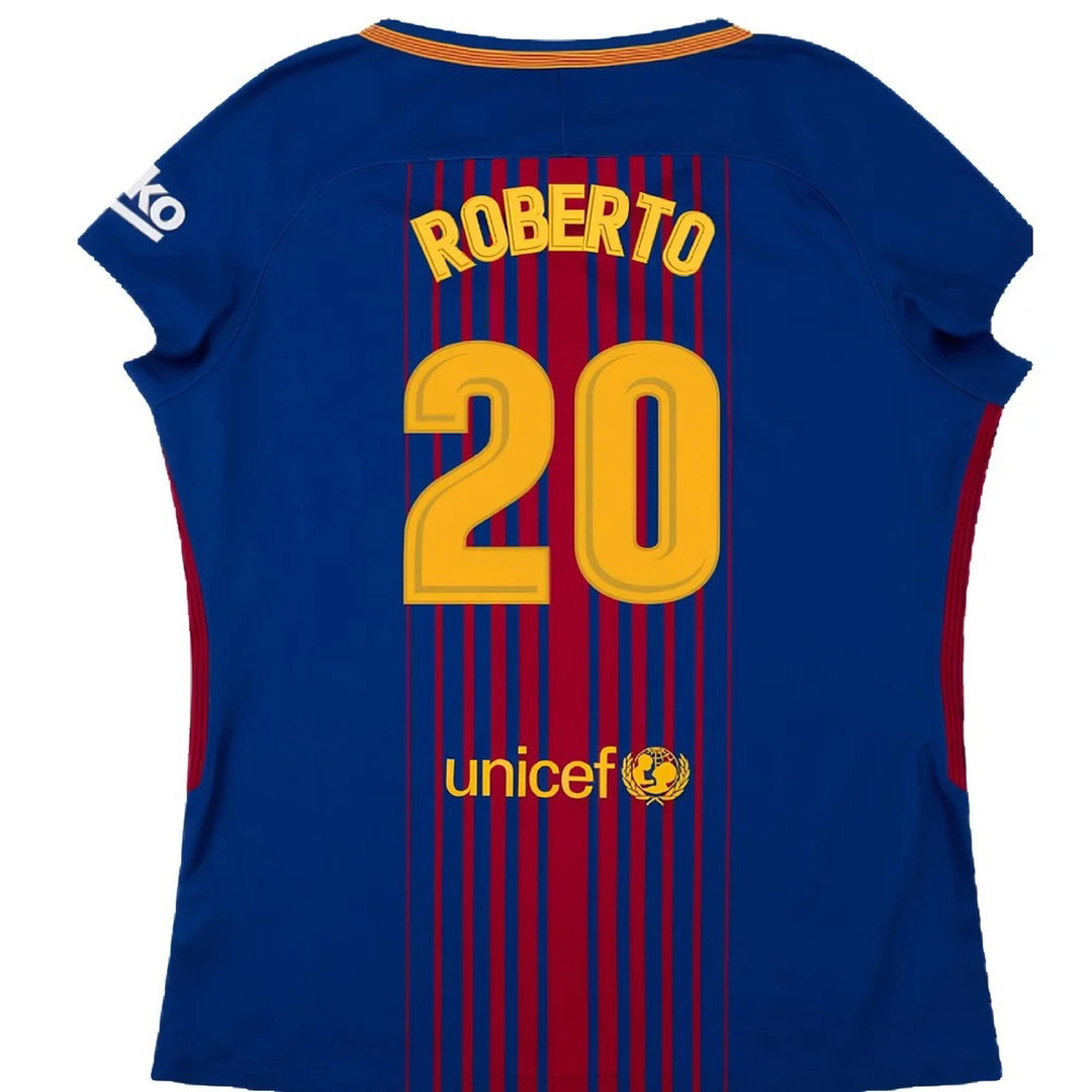 Barcelona 2017-18 Home Shirt (Womens) (XL) (Mint) (Roberto 20)