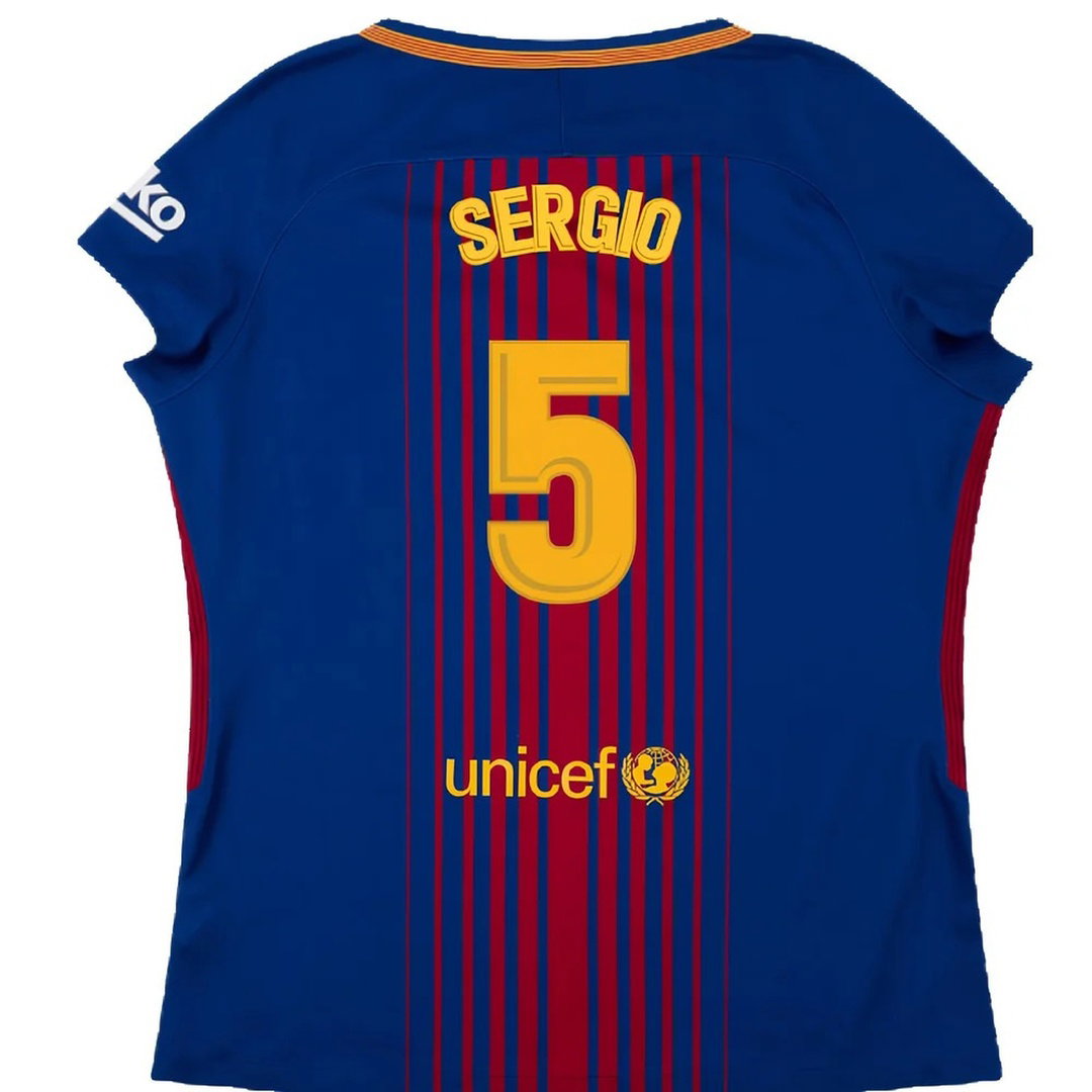 Barcelona 2017-18 Home Shirt (Womens) (XL) (Mint) (Sergio 5)