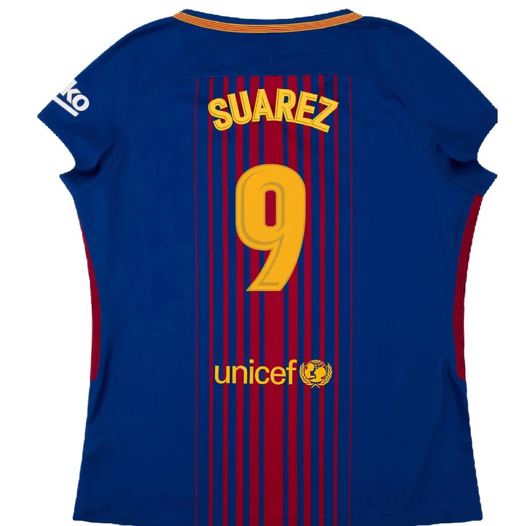 Barcelona 2017-18 Home Shirt (Womens) (XL) (Mint) (Suarez 9)
