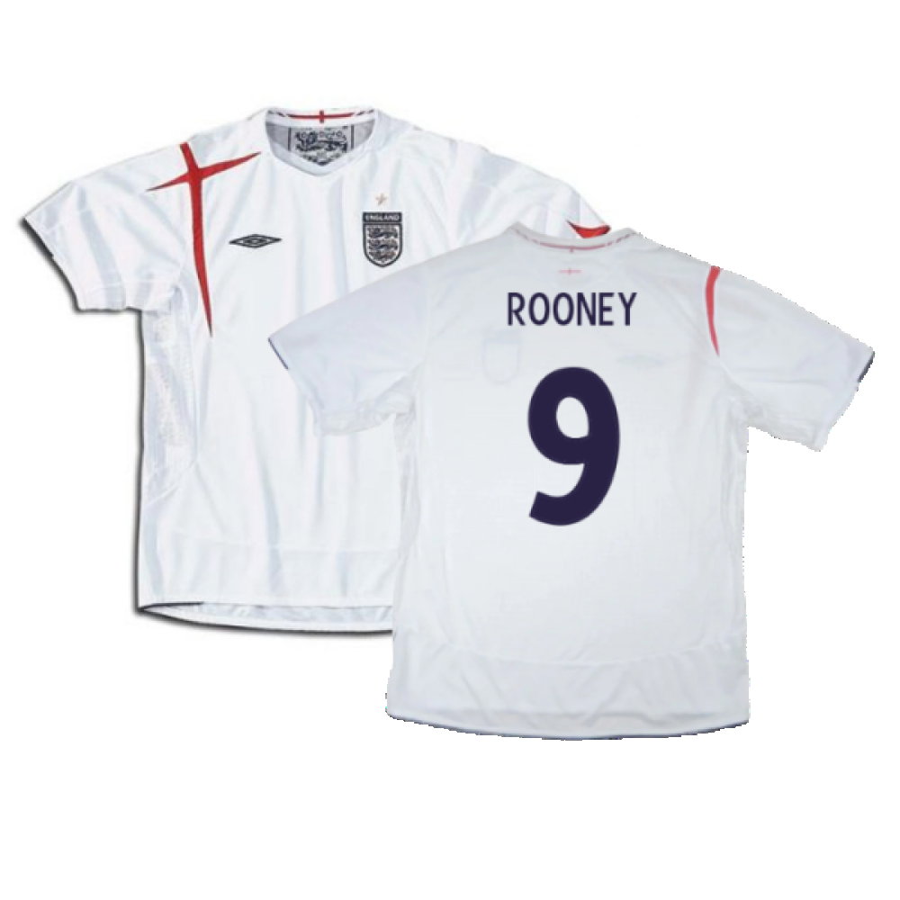 England 2005-2007 Home Shirt (XXL) (Mint) (ROONEY 9)
